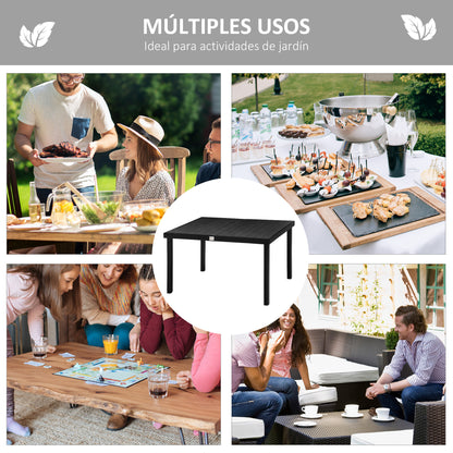 Outsunny Mesa De Jardín De Aluminio Mesa De Comedor Para 6 Personas 140x90x74 Cm_5