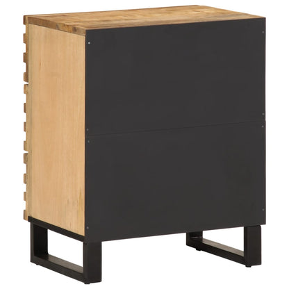 Mesita De Noche De Madera Maciza De Mango Rugosa 50x34x62 Cm_3