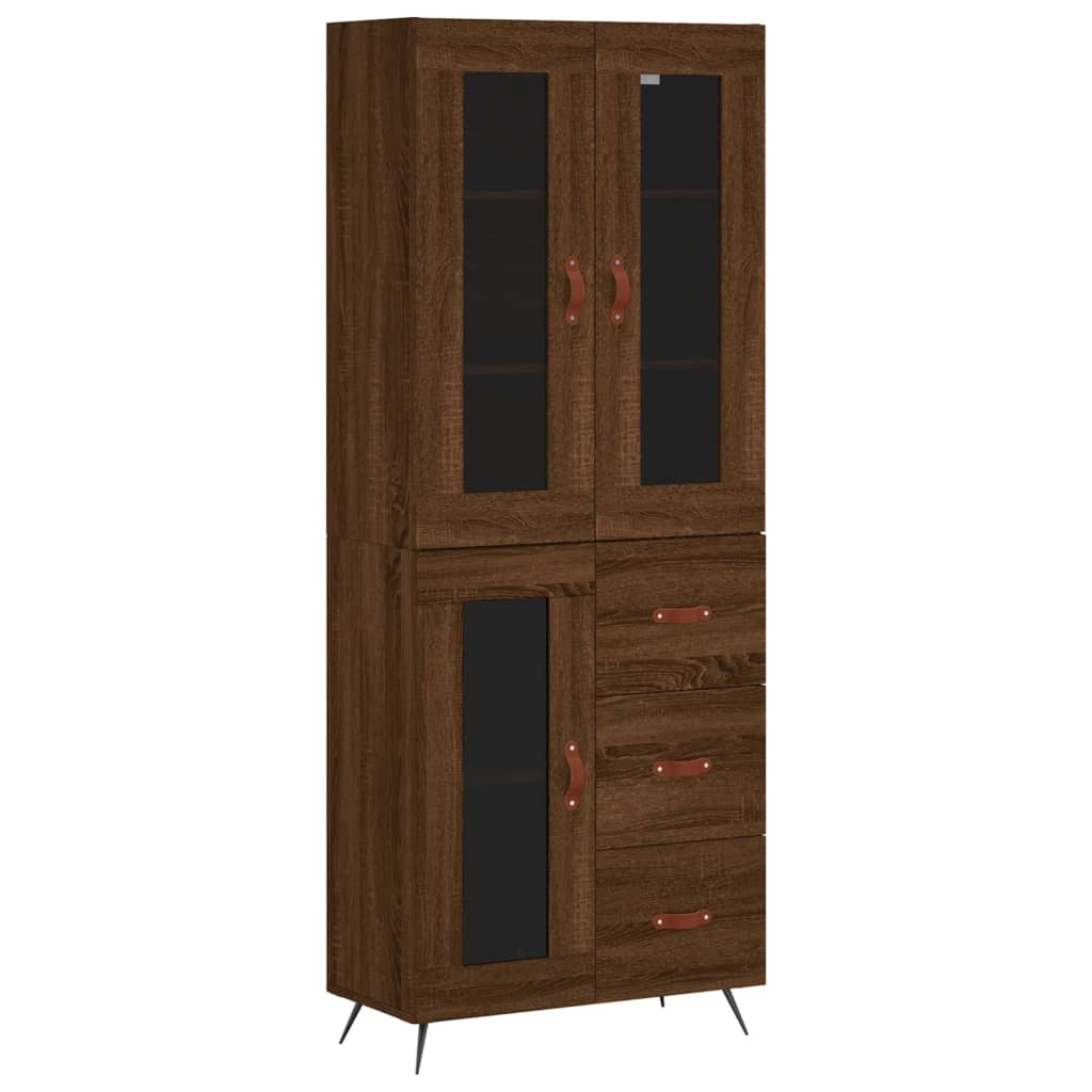 Aparador Alto Madera Contrachapada Marrón Roble 69,5x34x180 Cm_1
