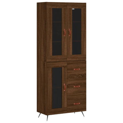 Aparador Alto Madera Contrachapada Marrón Roble 69,5x34x180 Cm_1