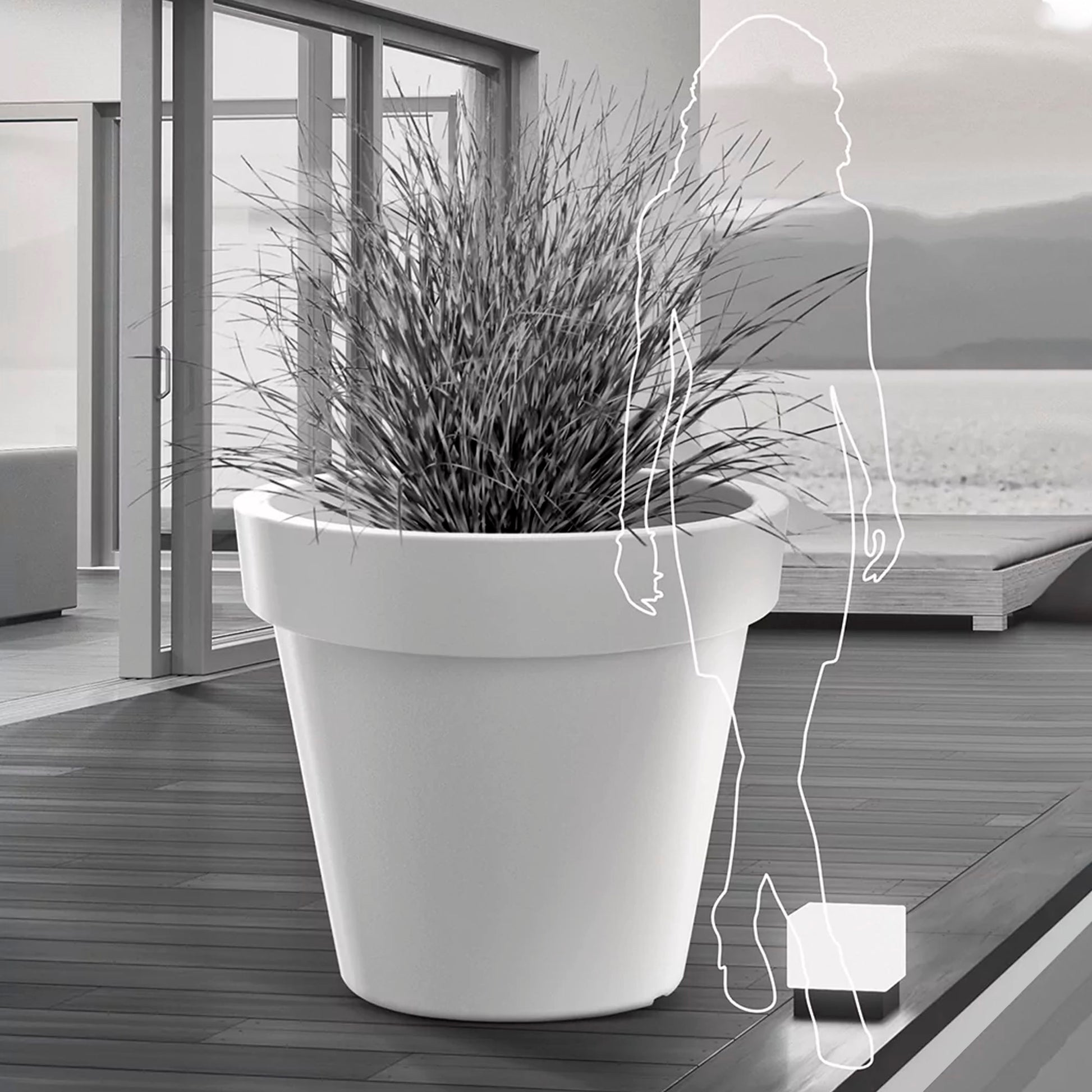 Maceta Lexo Round 92l., Dimensiones (mm) 600x600x550, Color Gris Piedra_3