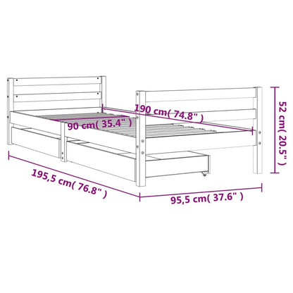 Vidaxl Estructura Cama Infantil Y Cajones Madera Pino Blanco 90x190 Cm_2
