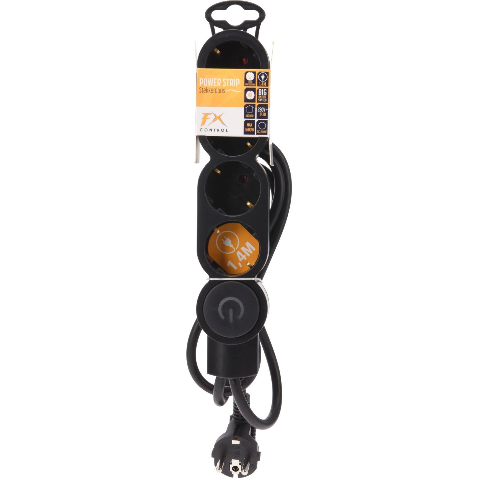 Well Home Regleta De 4 Vías Color Negro Con Protección Para Niños, Con Interruptor Encendido/apagado , Cable 140cm_2
