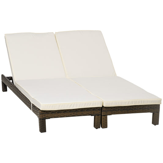 Outsunny Conjunto De 2 Tumbonas De Jardín Reclinable En 5 Posiciones 196x60x22cm_0