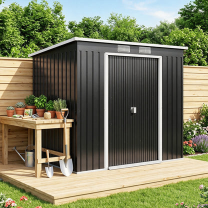 Outsunny Caseta De Jardín Exterior 2,4 M² 213x130x172 Cm Con Puerta Corredera_1