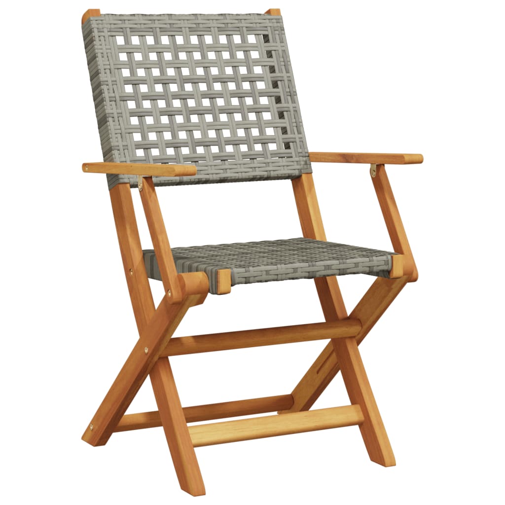Set De Comedor De Jardín 5 Piezas Ratán Pe Madera Maciza Gris / Vetonek_5