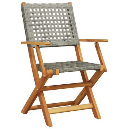 Set De Comedor De Jardín 5 Piezas Ratán Pe Madera Maciza Gris / Vetonek_5