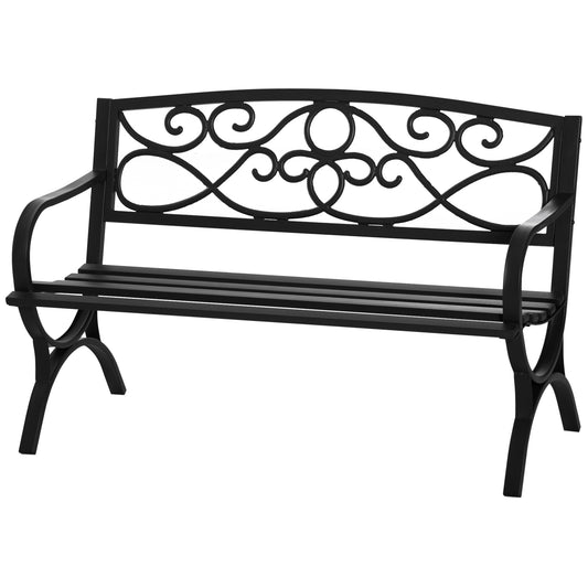 Outsunny Banco De Jardín Terraza 2 Plazas Con Reposabrazos Vintage 128x58,5x85cm_0