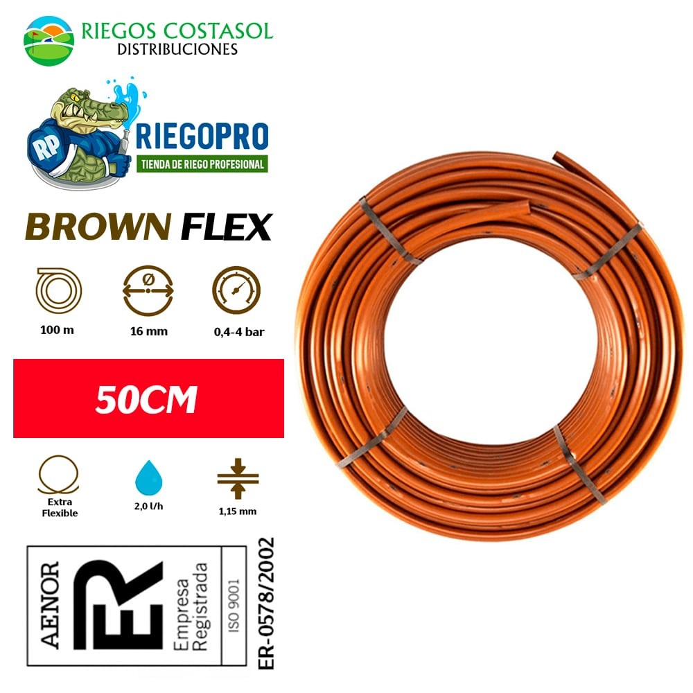Tuberí­a Autocompensante Marrón A 50cm 100 Metros. Brownflex.