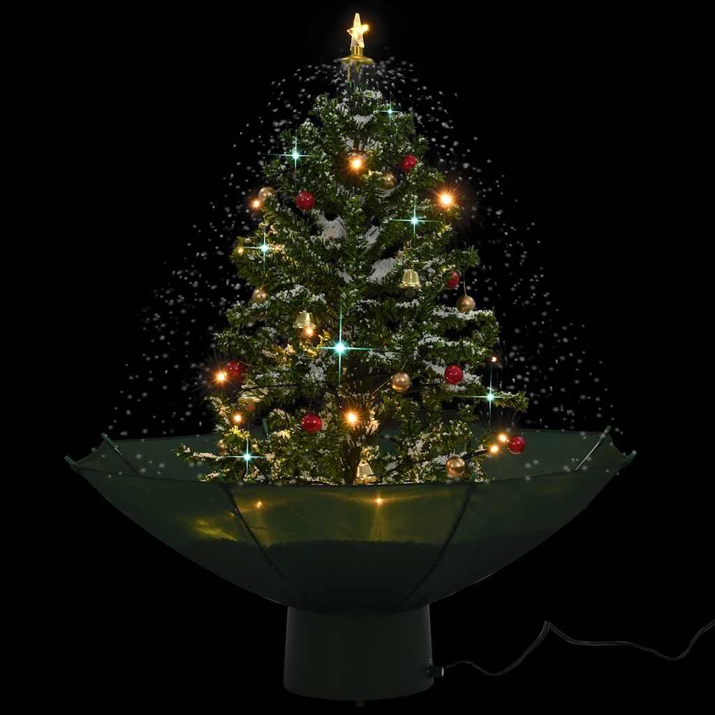 Vidaxl Árbol De Navidad Con Nieve Con Base En Paraguas Verde 75 Cm_2