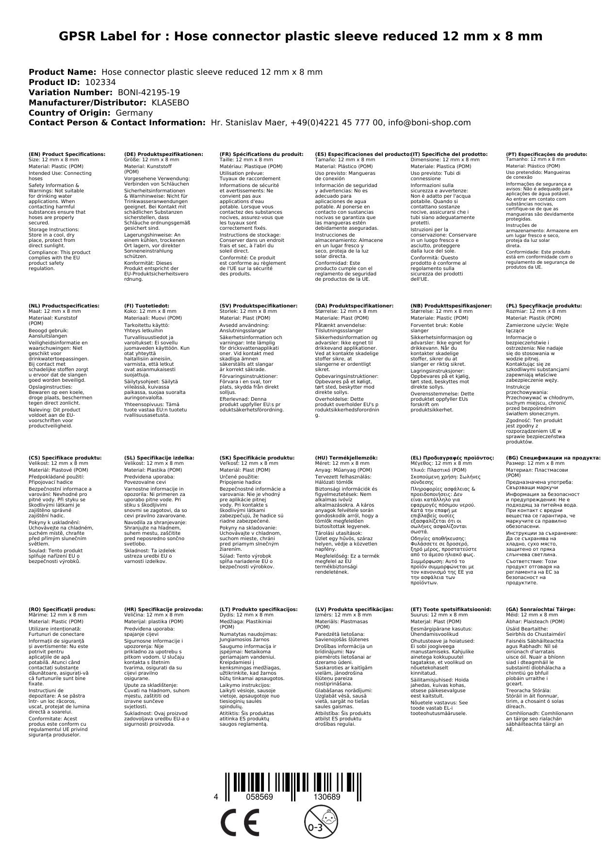 Conector De Manguera De Plástico Boquilla Reducida 12 Mm X 8 Mm_1