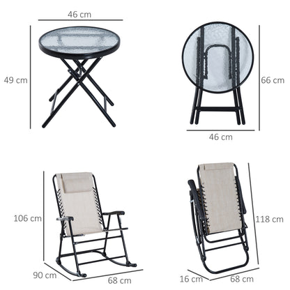 Outsunny Set De Muebles De Jardín Mesa Redonda Y 2 Sillas Mecedoras Plegables_2
