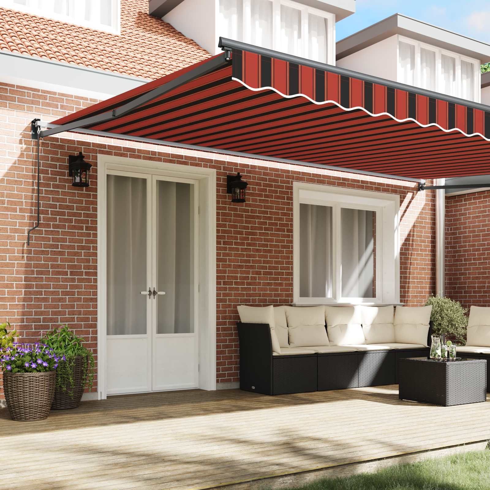 Toldo Retráctil Naranja Y Marrón 500 X 300 X 165 Cm_2