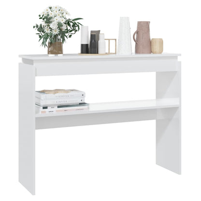 Mesa Consola Madera Contrachapada Blanco Brillante 102x30x80 Cm_1