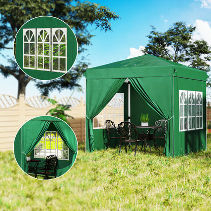 Outsunny Carpa Plegable Pop-up 2,5x2,5 M Con 4 Paredes Laterales Anti-uv Verde_3