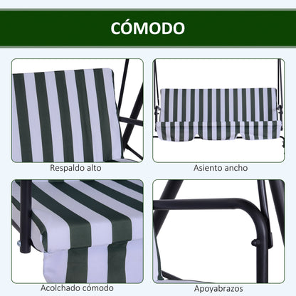 Outsunny Columpio De Jardín De 3 Plazas Con Techo Ajustable Acero 172x110x153 Cm_5