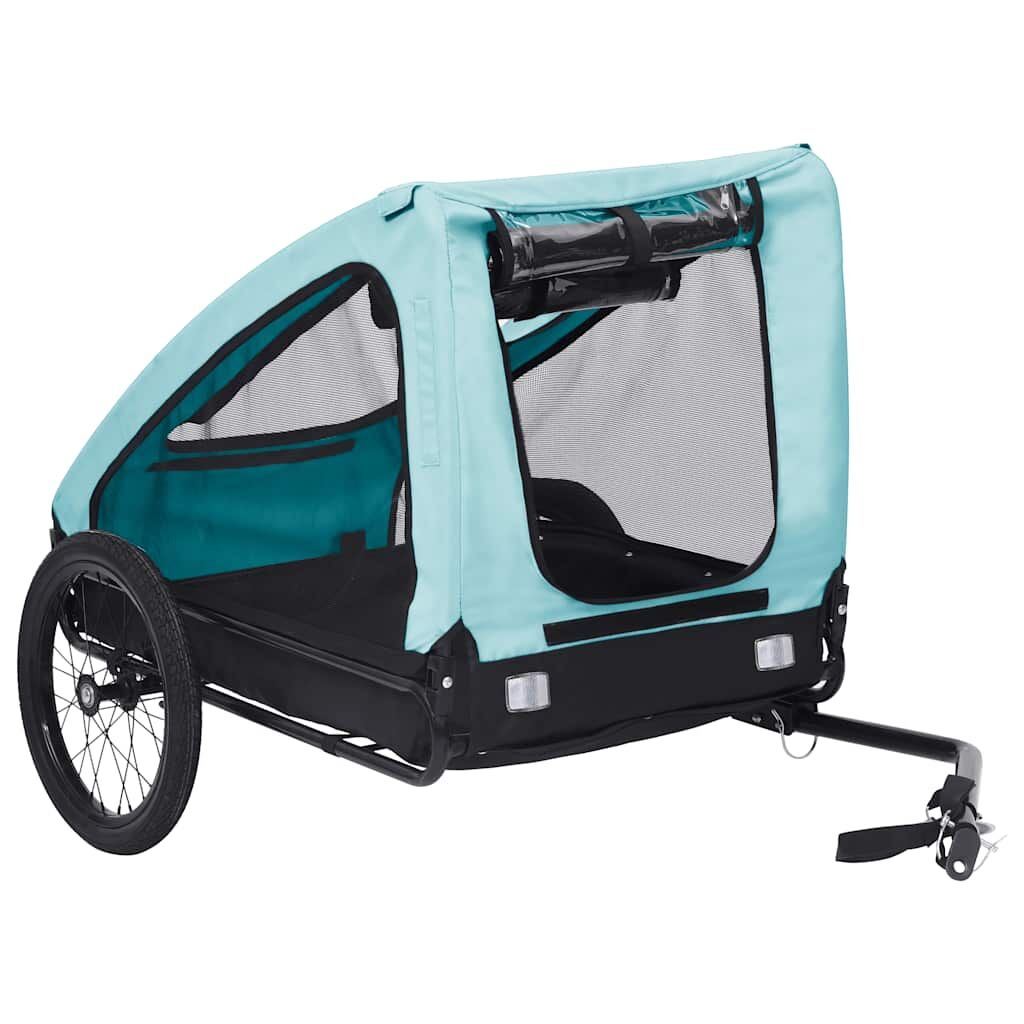Vidaxl Remolque De Bicicleta Para Mascotas Azul Y Negro_1