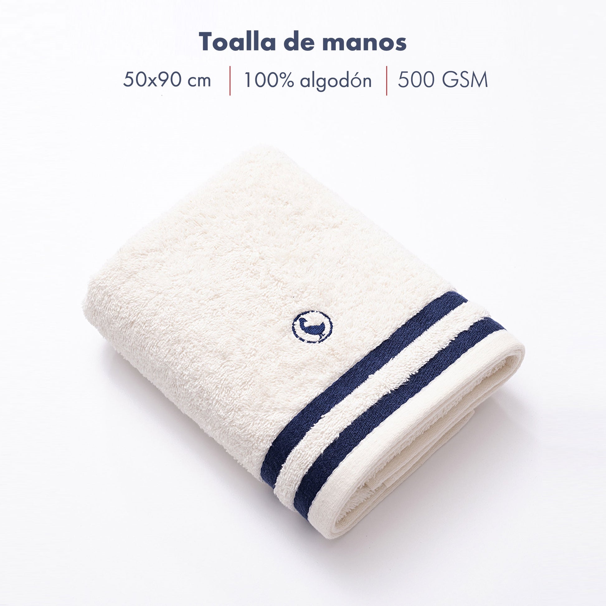 Toalla De Manos En Color Crudo 50x90cm 100% Algodón 500gsm El Ganso