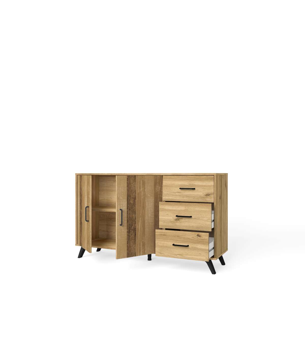 Mueble Aparador Nora 2 Puertas 3 Cajones Acabado Natural, 136.3cm(ancho) 81cm(alto) 40cm (_2