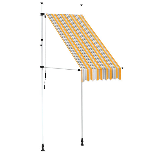 Toldo Manual Retráctil Amarillo Y Azul A Rayas 100 Cm_0