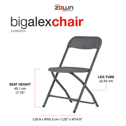 Zown Set 4 Sillas Plegables Eventos Big Alex Shark Grey Polipropileno_5