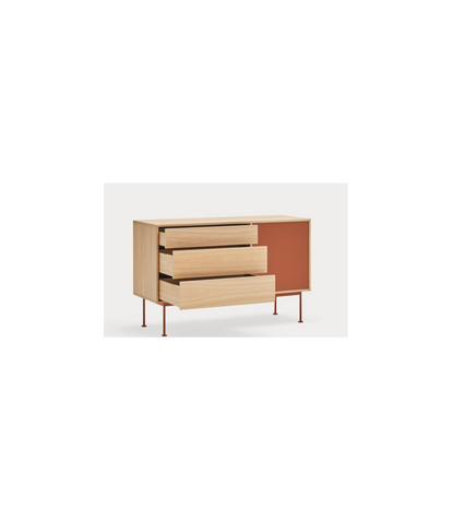 Mueble Aparador Modelo Yoko 1 Puertas 3 Cajones Acabado Roble/teja, 45cm(ancho) 80cm(alto)_3