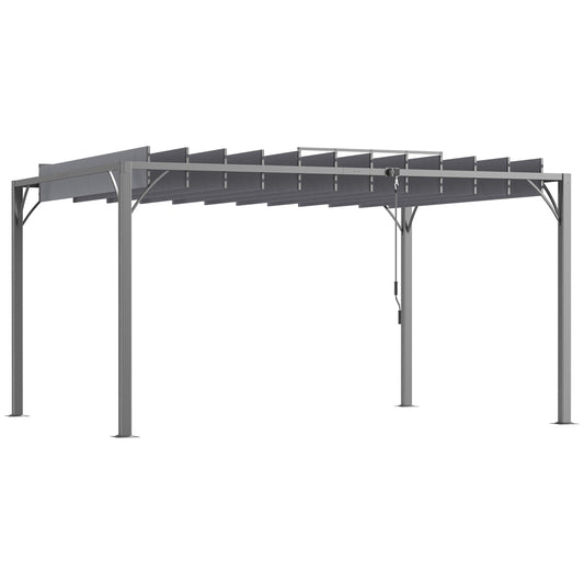 Outsunny Pérgola 4x3 M Con Diseño De Lamas Superior Giratorio Hasta 135° Gris_0