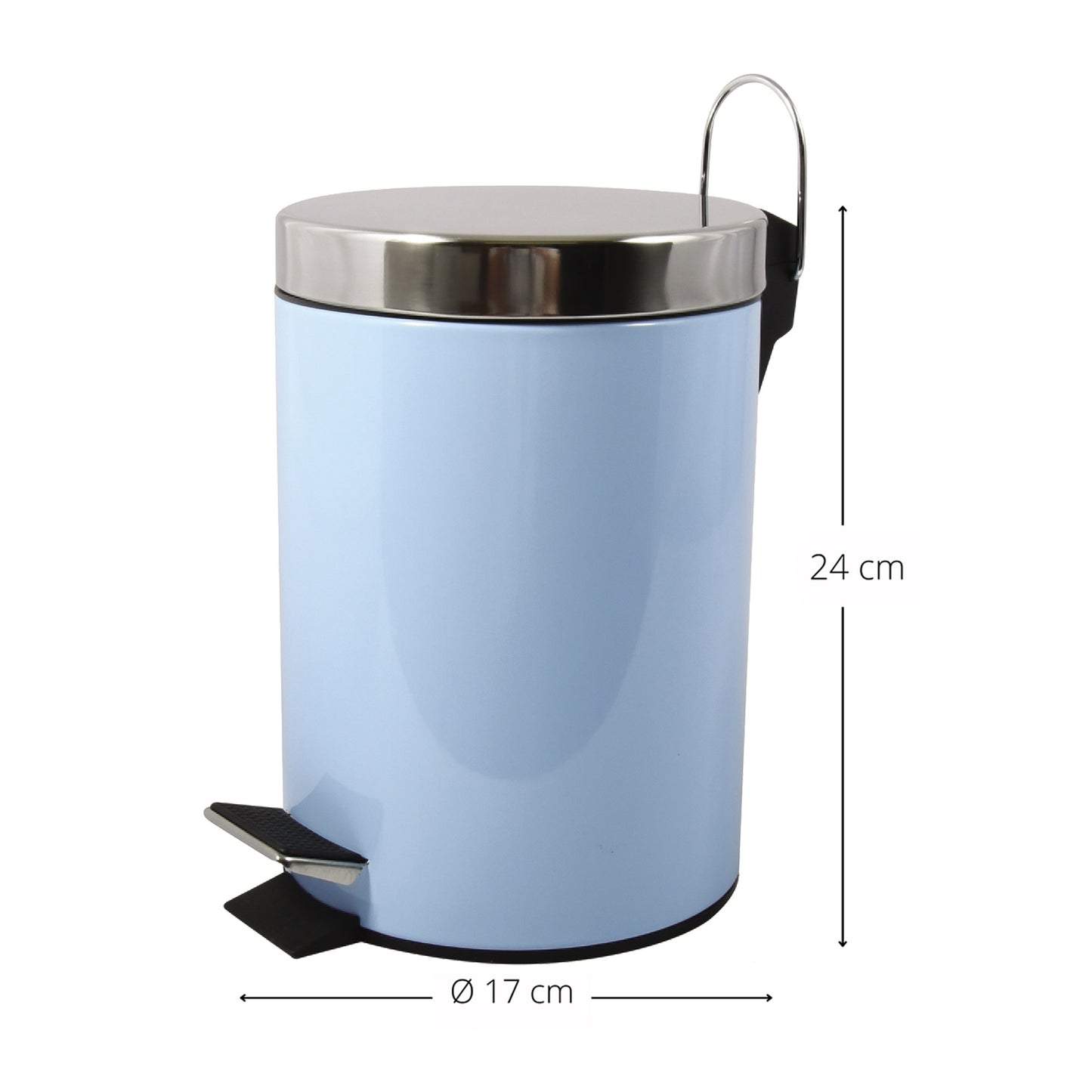 Cubo De Basura Con Pedal Msv 3l De Acero Inoxidable En Color Azul Pastel