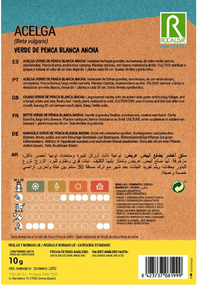 Semillas Acelga Penca Blanca 10g