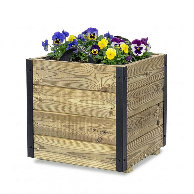 Jardinera De Madera Con Refuerzo De Aluminio 40x40x40 Cm Pun Al Hortalia_0