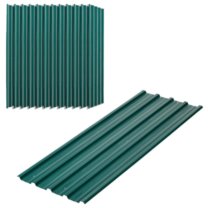 Outsunny Juego De 12 Paneles Para Tejado De Acero Galvanizado 129x45cm Verde_0