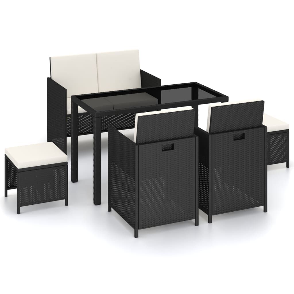 Vidaxl Set Comedor De Jardín 6 Piezas Y Cojines Ratán Sintético Negro_0