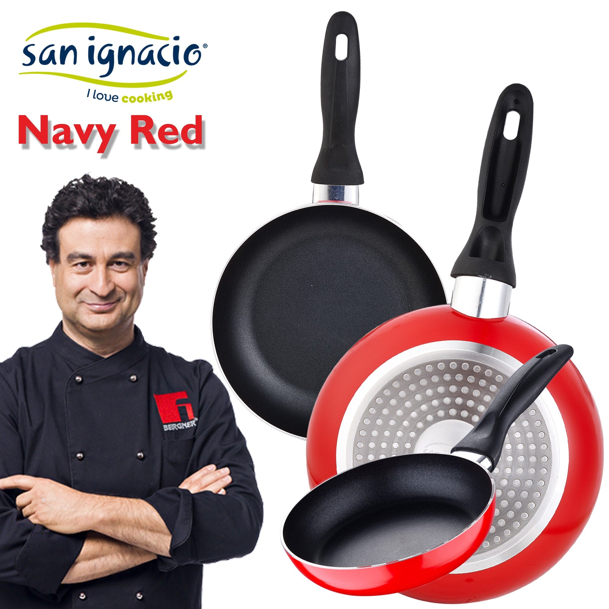 Juego De 3 Sartenes 16/20/24 Cm San Ignacio Colección Navy Red_1
