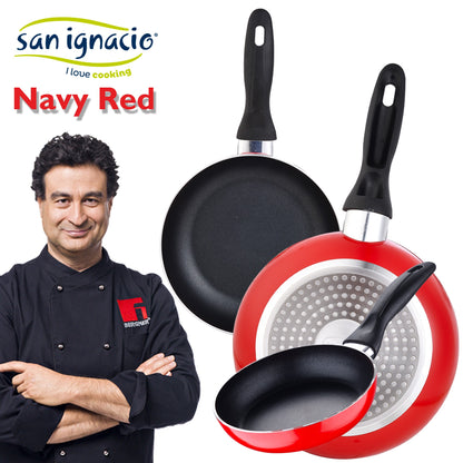 Juego De 3 Sartenes 16/20/24 Cm San Ignacio Colección Navy Red_1