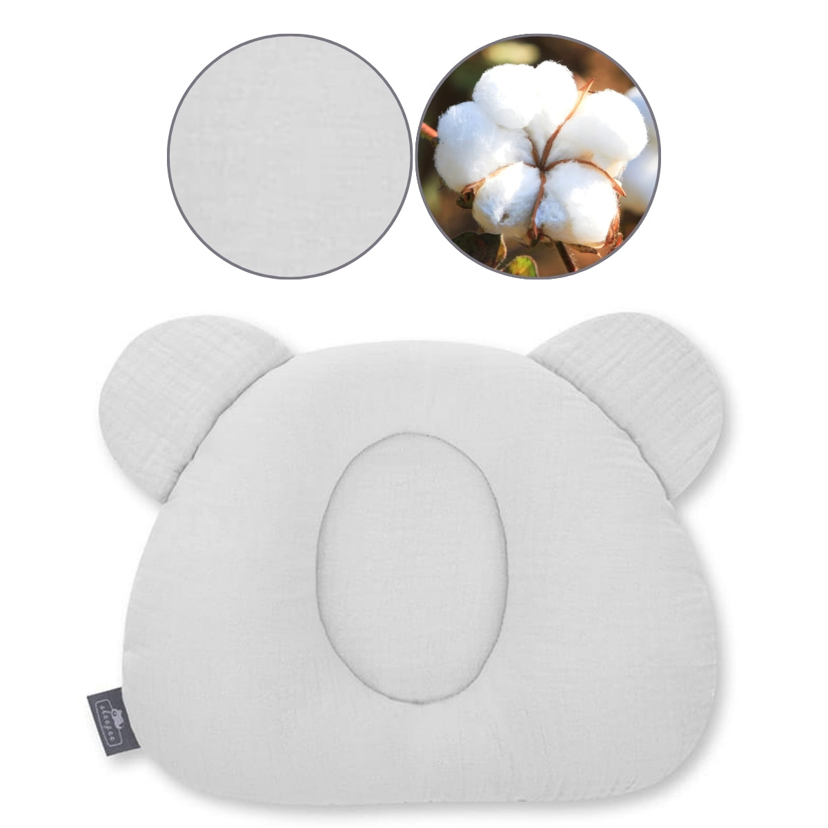 Almohada Cojin Plagiocefalia Bebés Muselina Grey