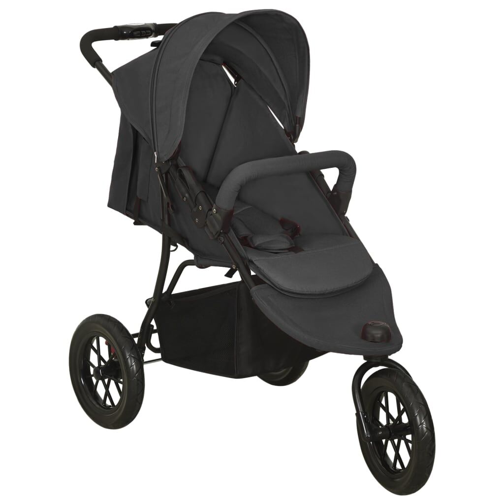 Vidaxl Cochecito De Bebé De Acero Gris Antracita_0