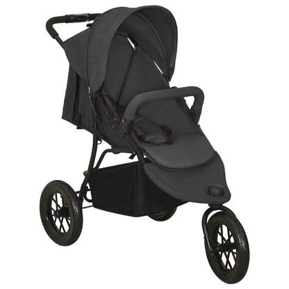 Vidaxl Cochecito De Bebé De Acero Gris Antracita_0