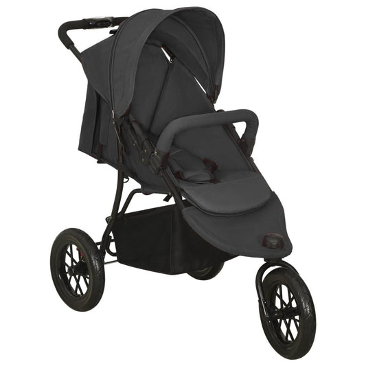 Vidaxl Cochecito De Bebé De Acero Gris Antracita_0