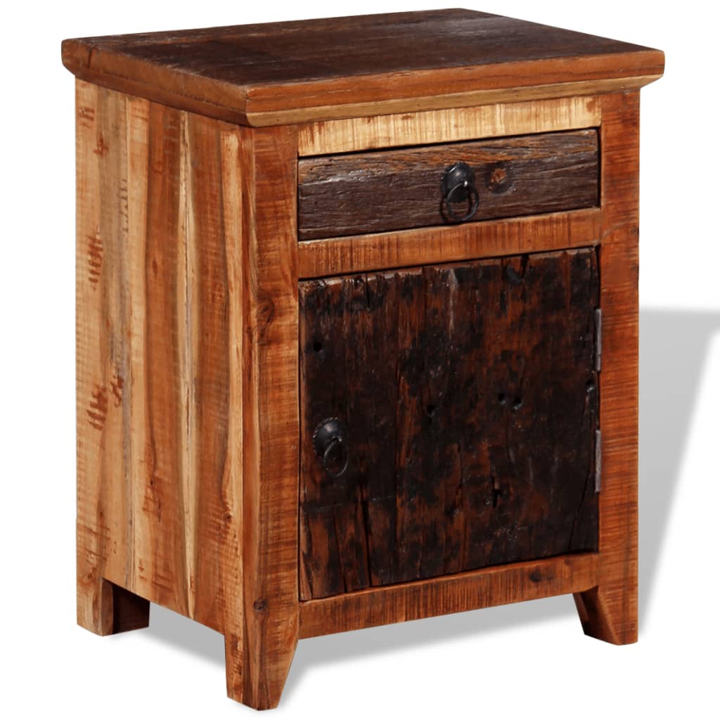 Mesita De Noche De Madera Acacia Maciza Reciclada_2