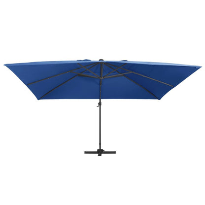 Vidaxl Sombrilla Voladiza Luces Led Y Poste Aluminio Azul Azure 4x3 M_1