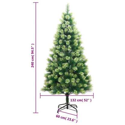 Vidaxl Árbol De Navidad Artificial Con Bisagras 300 Led Y Bolas 240 Cm_2