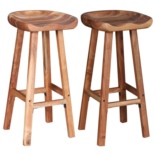 Taburetes De Barra De Cocina 2 Unidades Madera Maciza De Acacia_0
