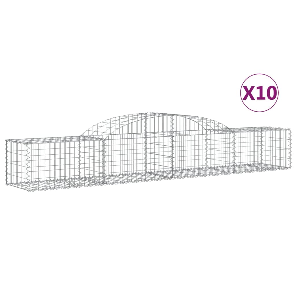 Cestas De Gaviones 10 Uds Forma De Arco Hierro 300x50x40/60 Cm_0