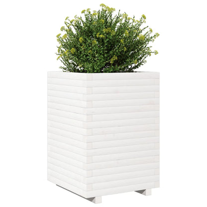 Jardinera Madera Maciza De Pino Blanco 50x50x72 Cm_3