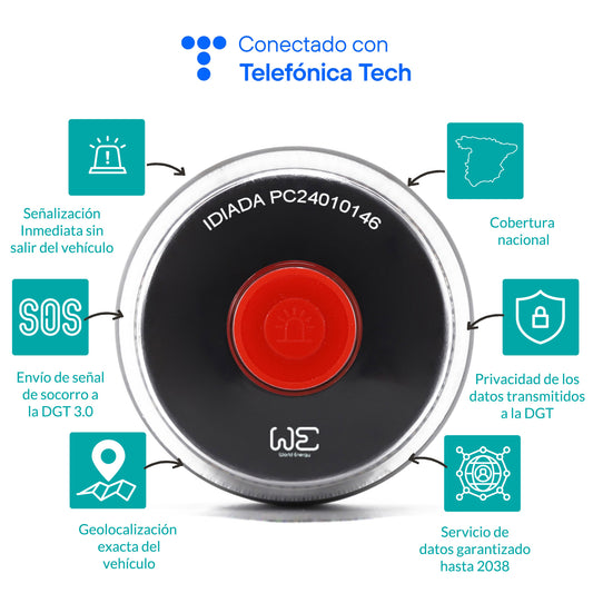 Kit Baliza V16 Emergencia Geolocalizada DGT 3.0 con Cable, Adaptador y Funda Antigolpes_1