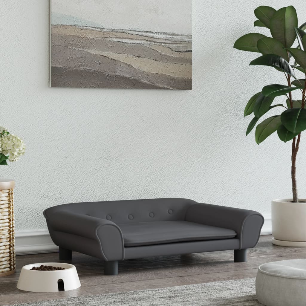 Cama Para Perros De Terciopelo Gris Oscuro 70x48x22 Cm / Vetonek_5