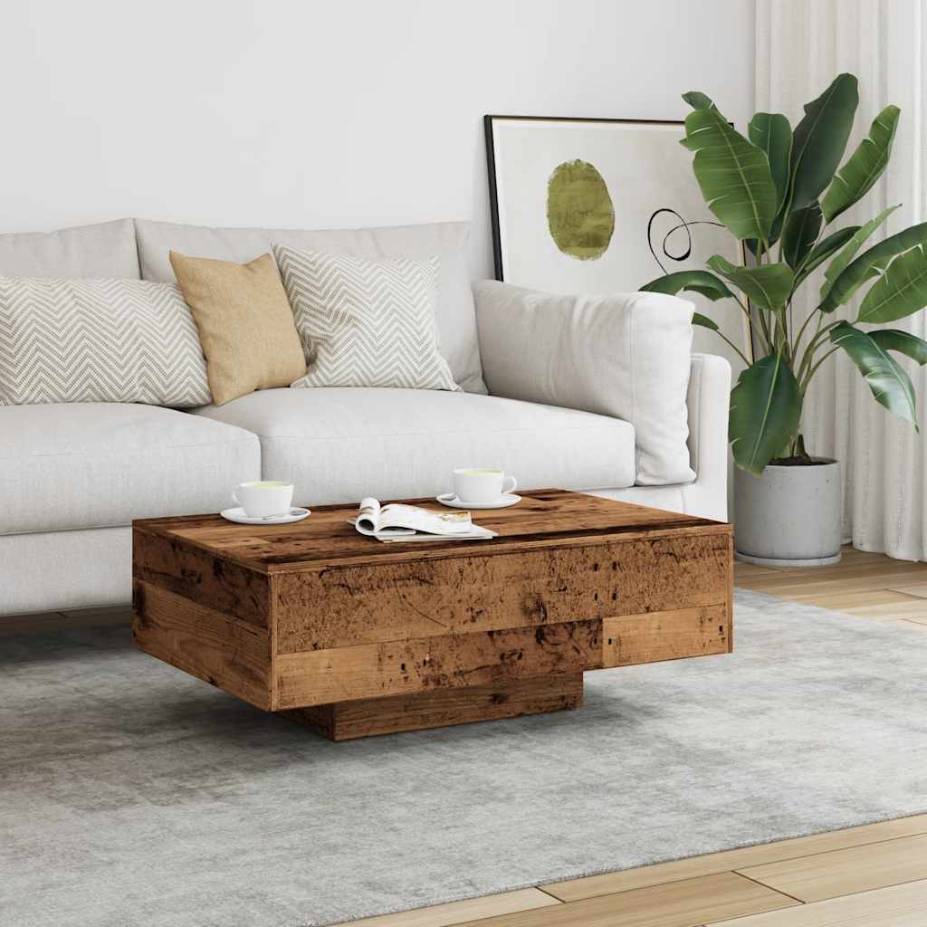 Mesa De Centro Madera Ingeniería Madera Envejecida 85x55x31 Cm_1