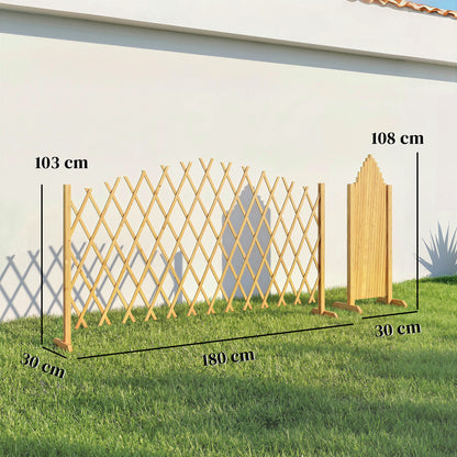Outsunny Set De 2 Paneles Vallas De Madera Extensibles 180x30x103 Cm Natural_2