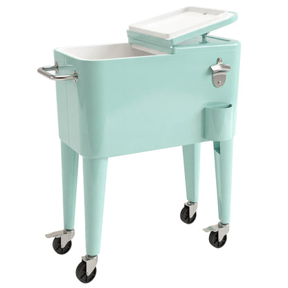 Outsunny Carro De Bebidas Refrigerado 56l Con Ruedas Abrebotellas Recogetapas_0