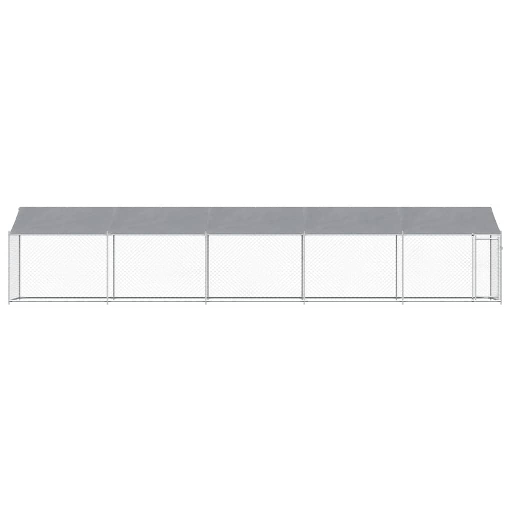 Jaula De Perros Techo Y Puerta Acero Galvanizado Gris 10x2x2 M_3